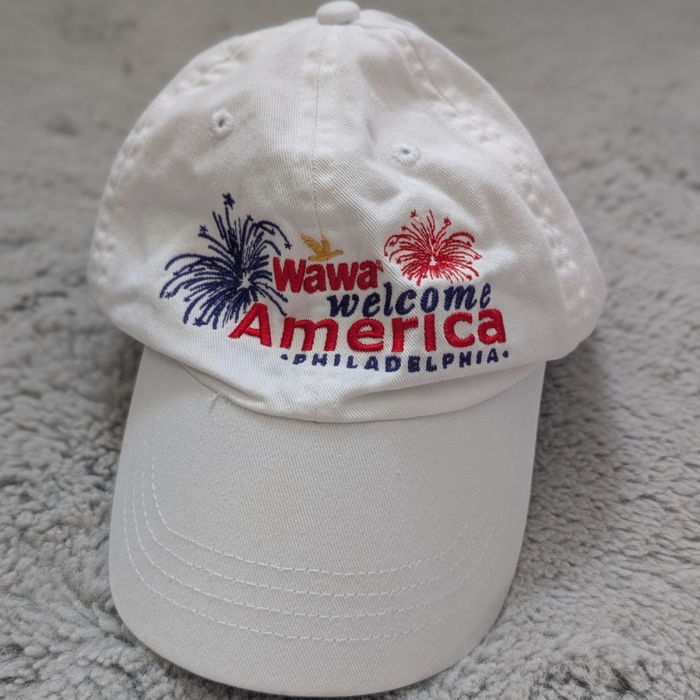 Wawa Welcome America 🎆 Philadelphia Embroidered Hat | White Adjustable Cap